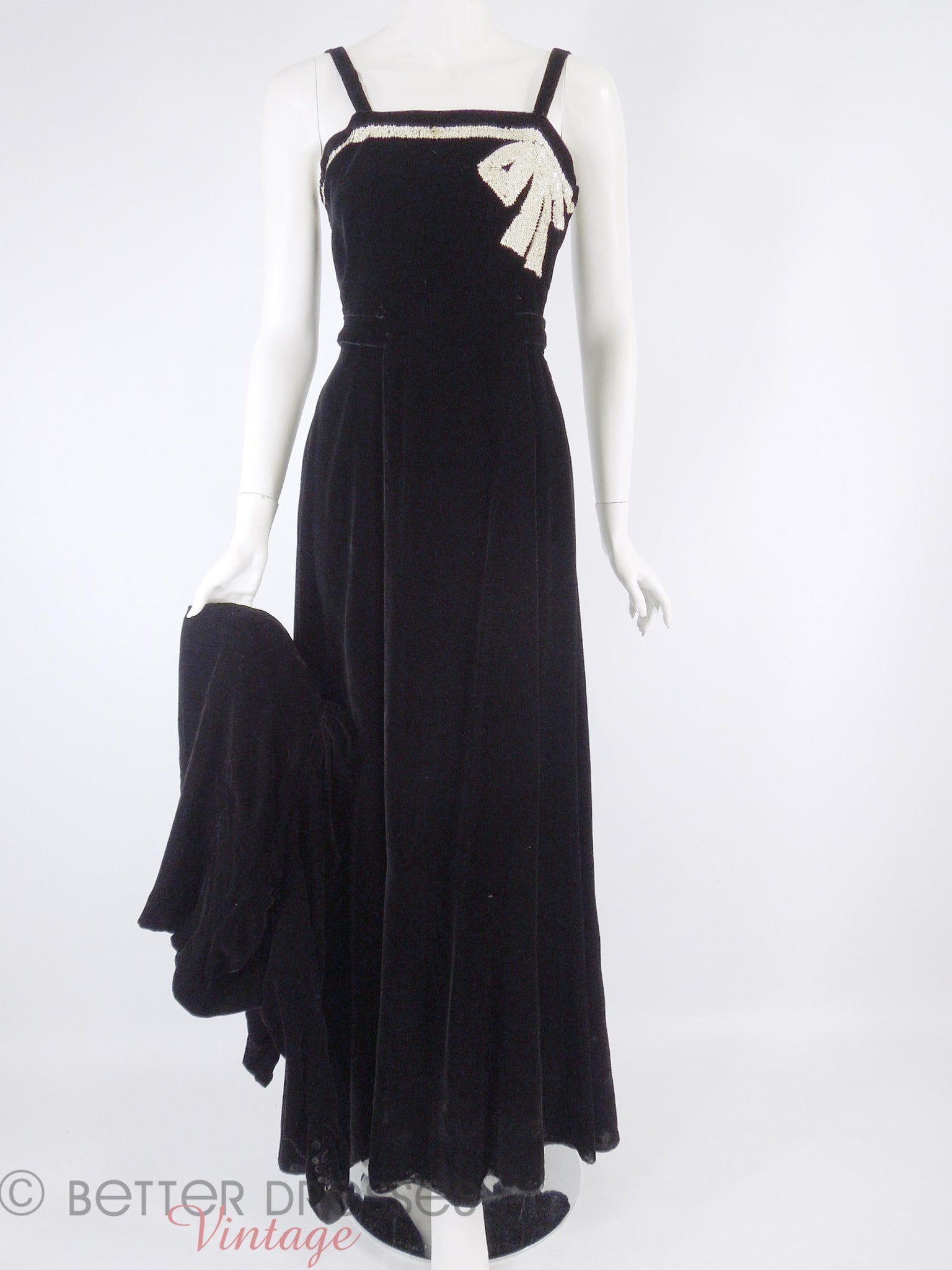 30s Black Velvet Dress & Jacket Set - sm Better Dresses Vintage 30s Black Velvet Dress & Jacket Set - sm Better Dresses Vintage