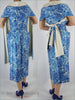 40s/50s Blue Floral Wiggle With Wrap - back views