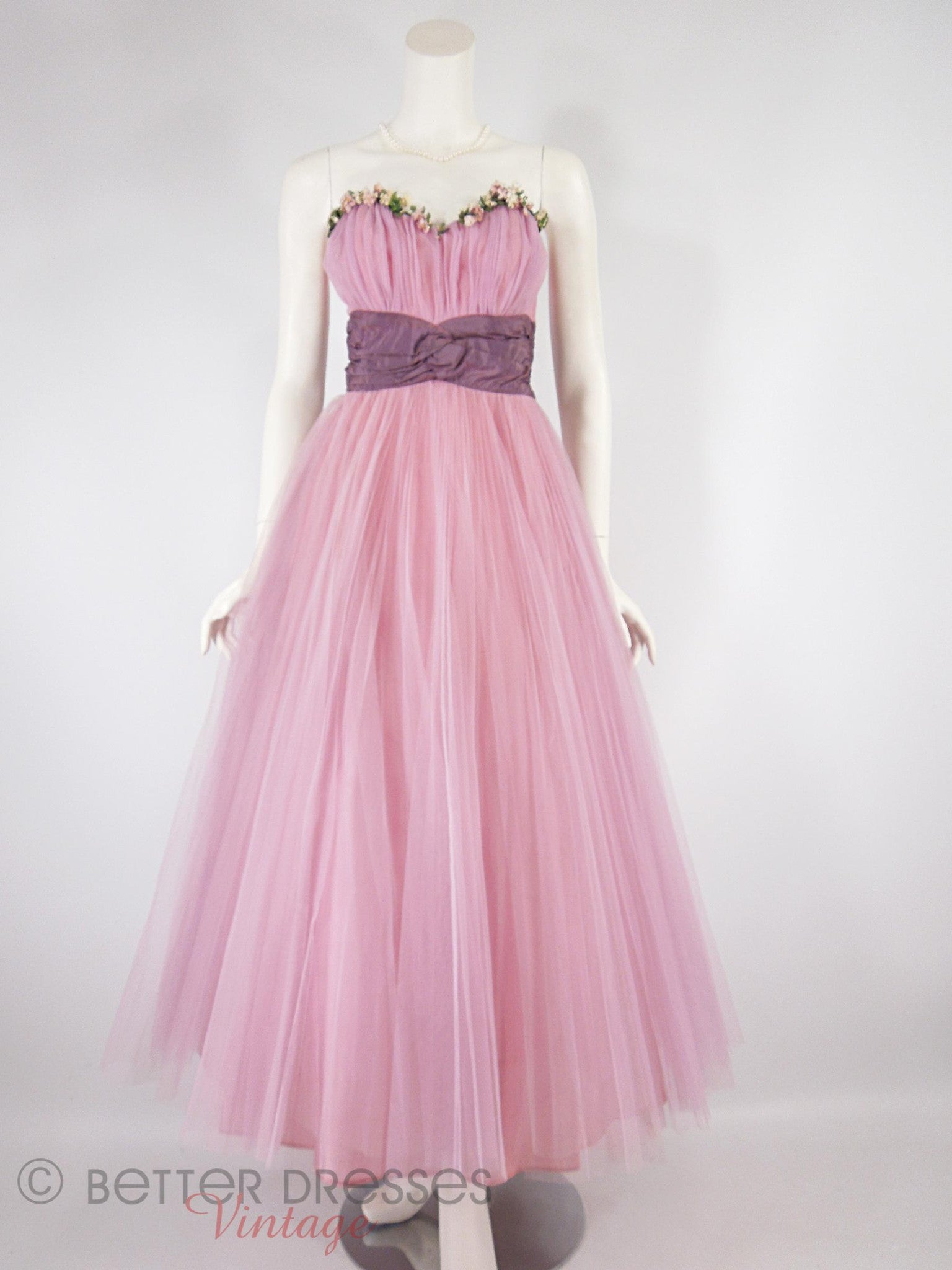 True Vintage 40s 50s Pink Tulle Strapless Ball Gown - sm Better Dresses Vintage True Vintage 40s 50s Pink Tulle Strapless Ball Gown - sm Better Dresses Vintage