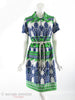 70s Belted Shift in Green and Navy - front, belted