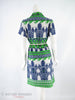 70s Belted Shift in Green and Navy - back view