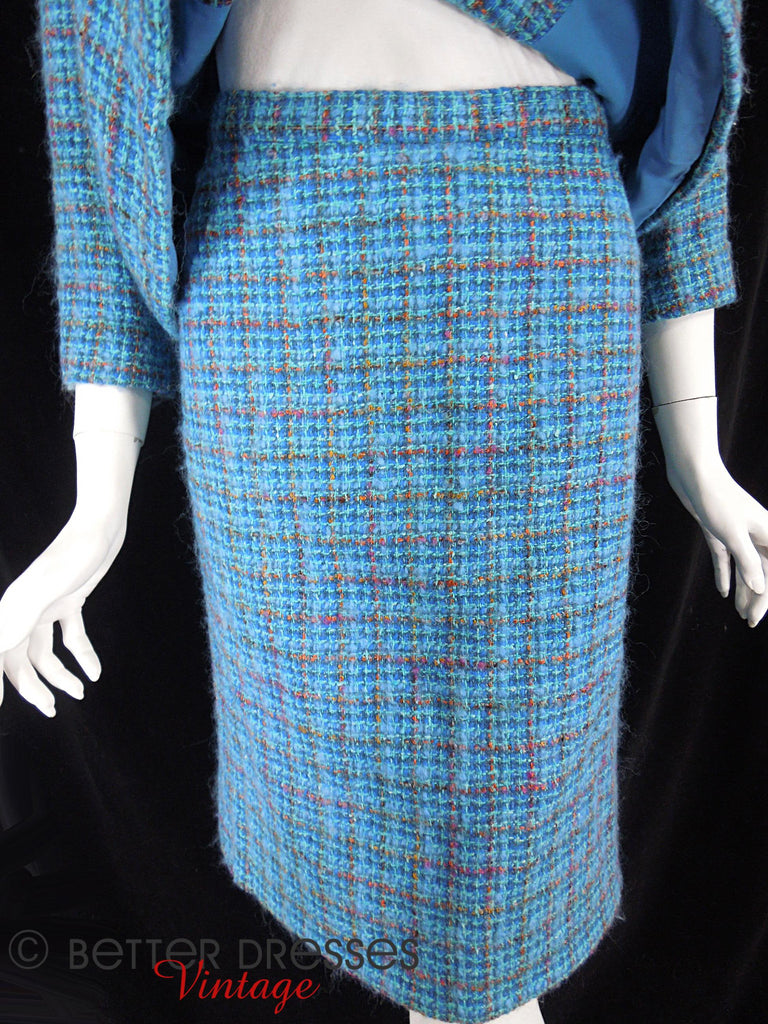 1960s Black Chunky Tweed Skirt Suit