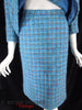 60s Blue Tweed Skirt Suit - skirt