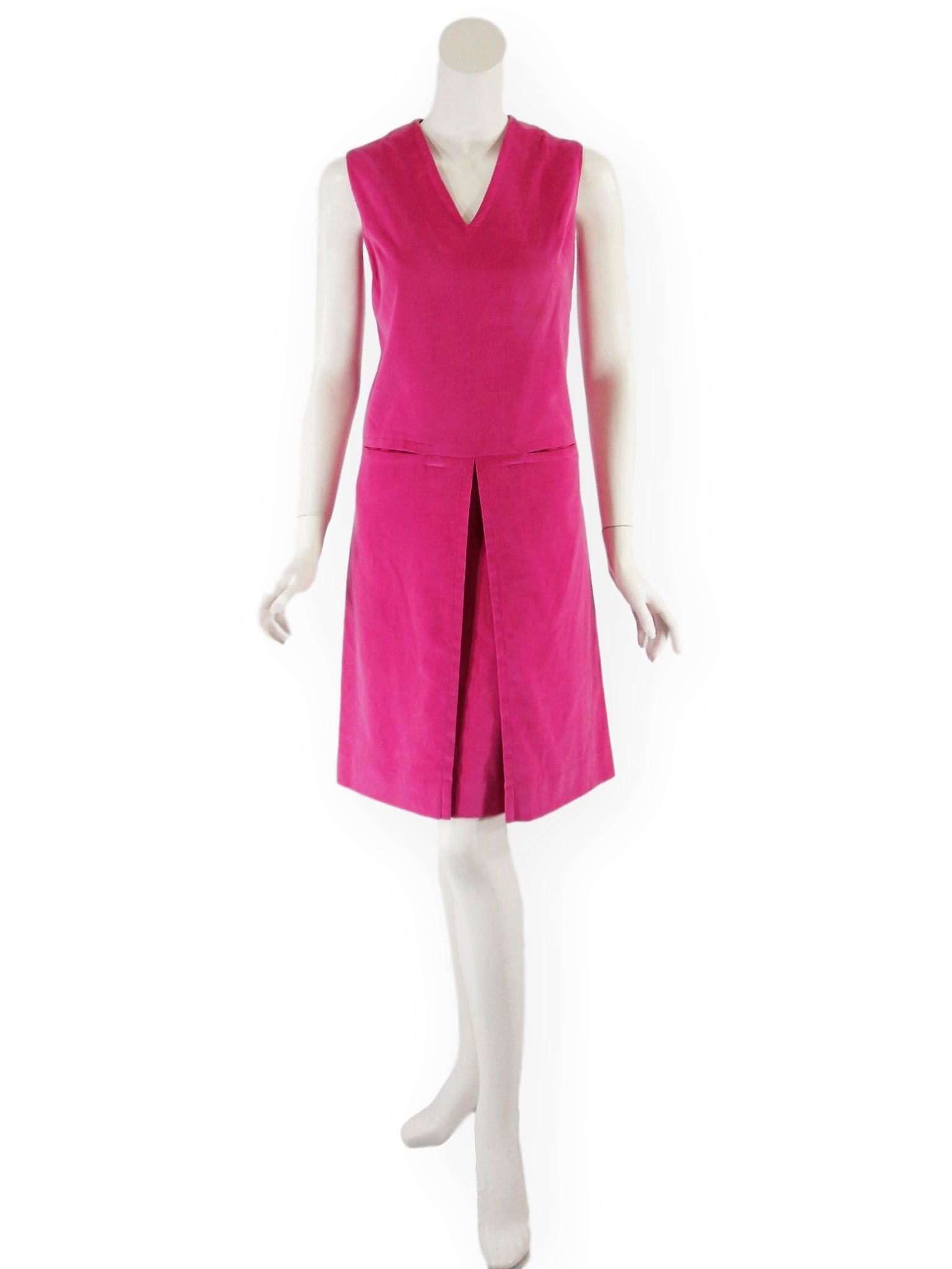 60s Hot Pink Velvet Scooter Dress - med 60s Hot Pink Velvet Scooter Dress - med