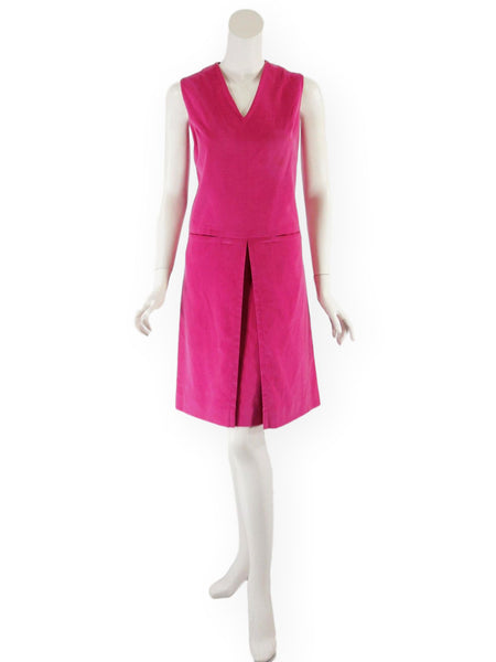 60s Hot Pink Velvet Scooter Dress - front