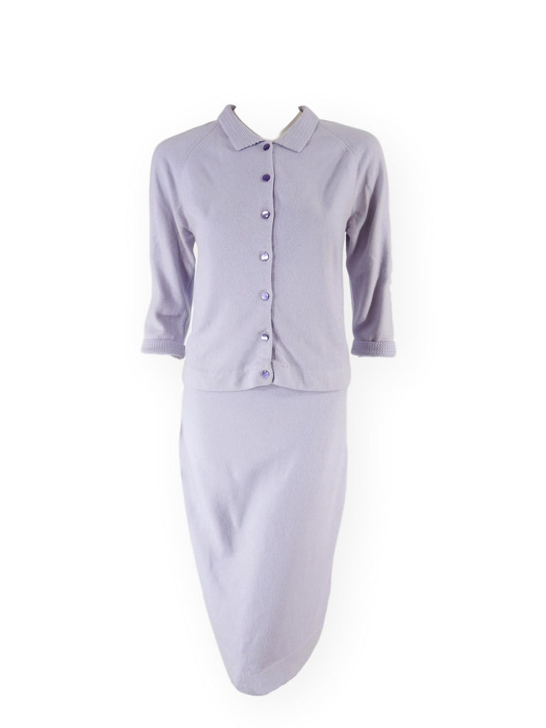 60s Lavender Sweater & Skirt Set - front view