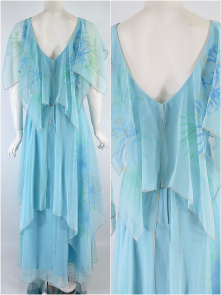 70s Light Blue Maxi - back views