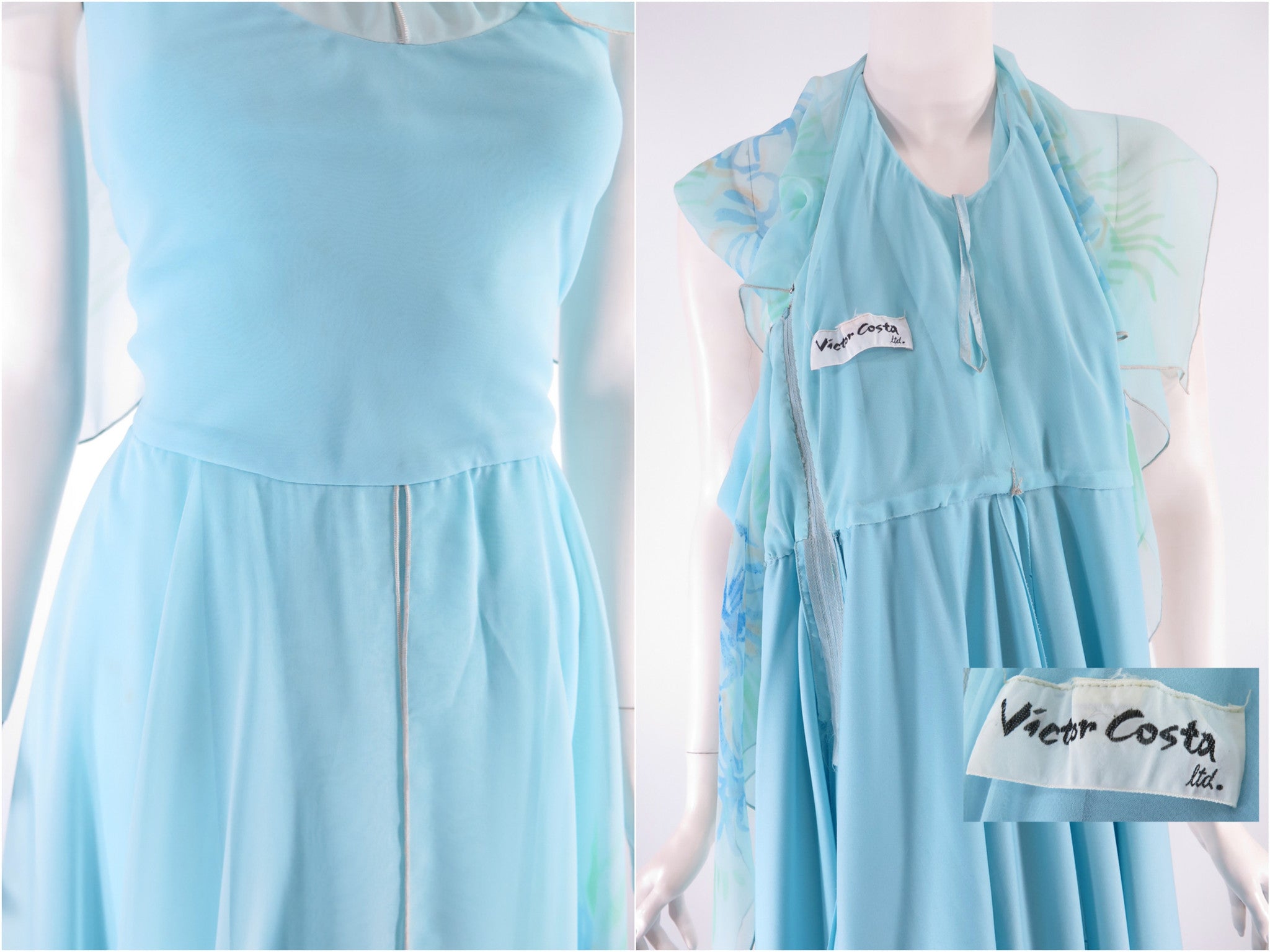 70s Light Blue Maxi Dress sm med Better Dresses Vintage