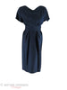 50/60s Navy Blue Sheath Dress - front