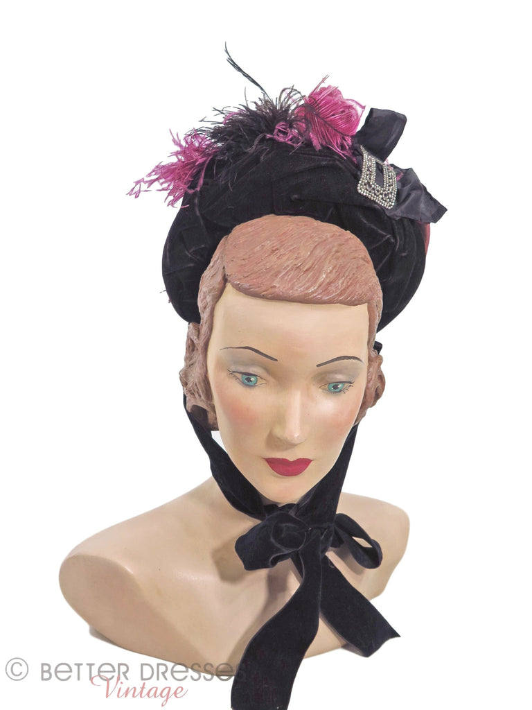 Victorian Velvet Bonnet - front