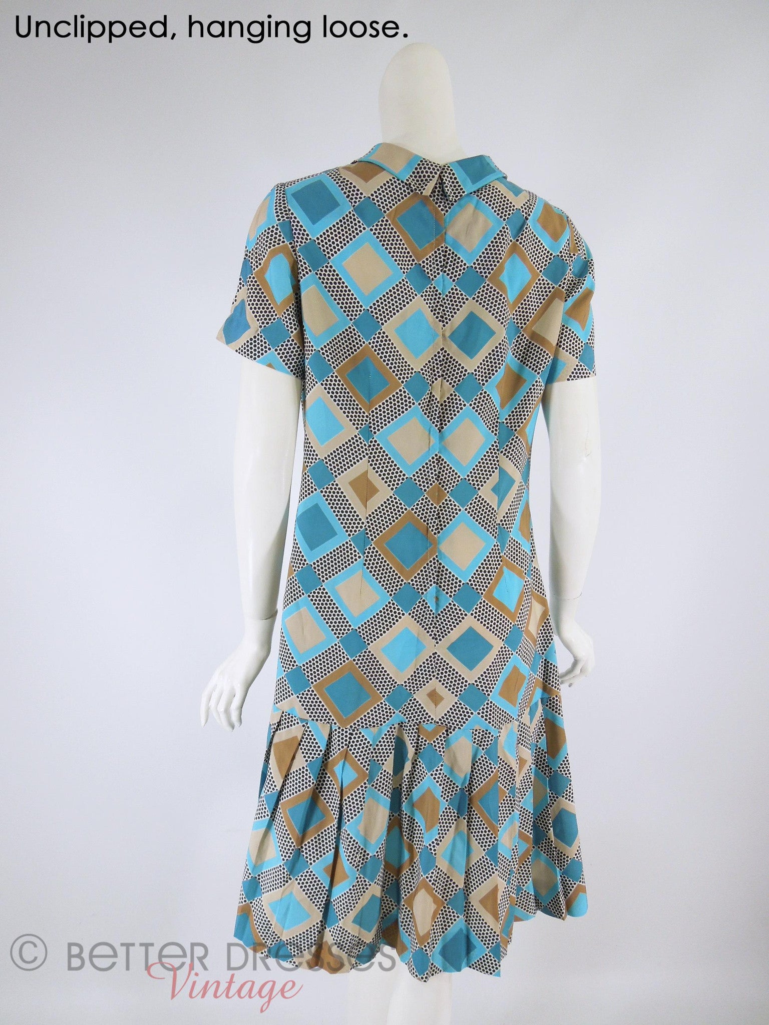 60s Teal + Taupe Drop Waist Mod Dress - med Better Dresses Vintage 60s Teal + Taupe Drop Waist Mod Dress - med Better Dresses Vintage