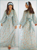 70s Blue + Peach Boho Maxi -front and back