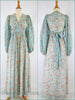 70s Blue + Peach Boho Maxi -on Cecelia the Dress Form