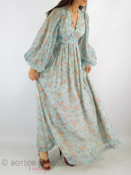 70s Blue + Peach Boho Maxi -moving