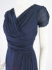 50s Navy Blue Silk Chiffon Dress - close angle view