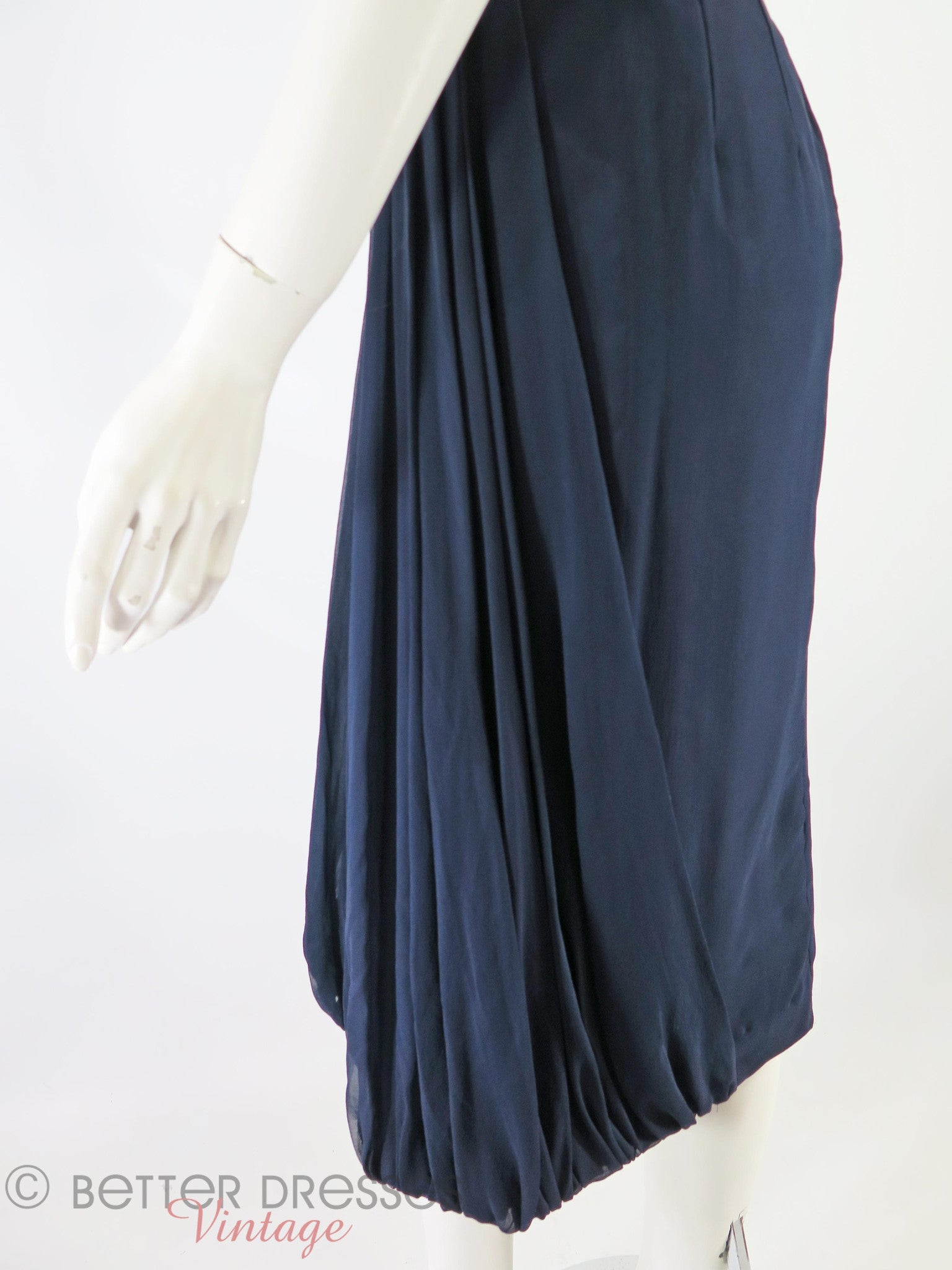50s Navy Blue Silk Chiffon Cocktail Dress – Better Dresses Vintage