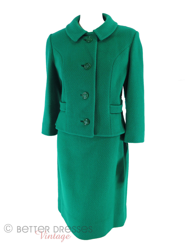 60s Green Wool Suit - front