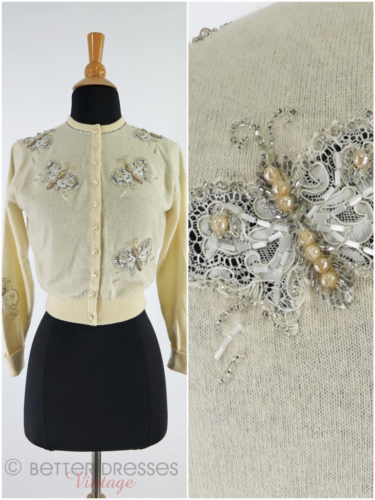 50s Beaded Cashmere Cardigan - main view