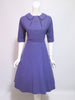 50s Purple Wool Day Dress - front with crinoline