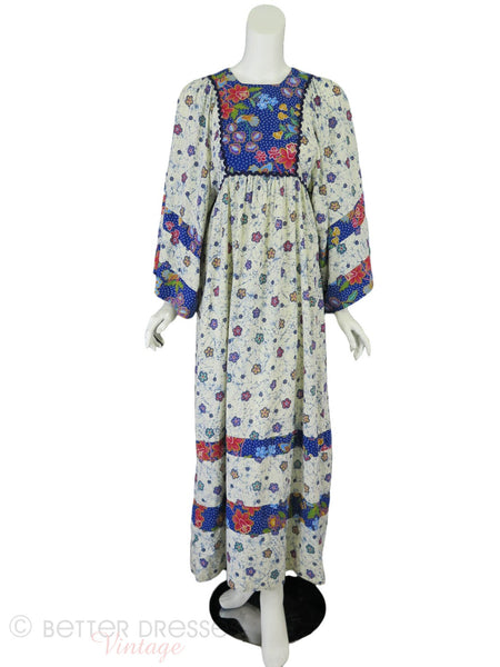 70s Arpeja Batik Caftan Maxi - full front view