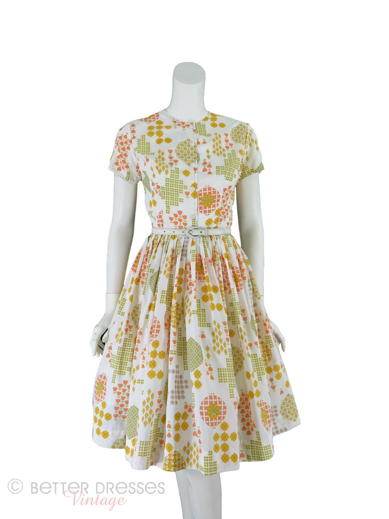 50s/60s whipped cream nylon day dress - front