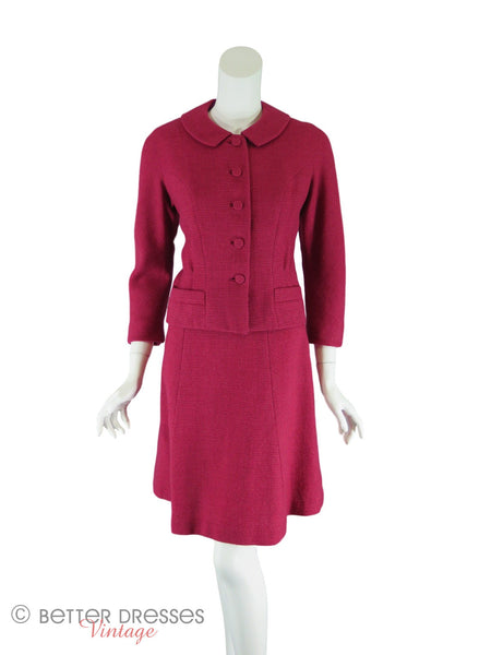 60s Red Tweed Suit - front