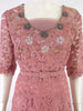 40s pink lace gown - close up