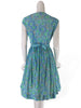 60s Nylon Shirtwaist Dress in Watercolor Print - bk view
