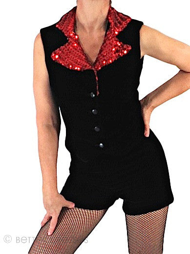 50s/60s Black Velvet Top and Shorts Set - front 2