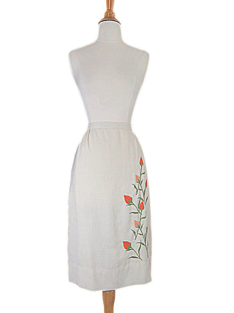 60s Pencil Skirt with Tulips - full view