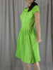 60s Lime Green Polka Dot Dress - on a person, no crinoline
