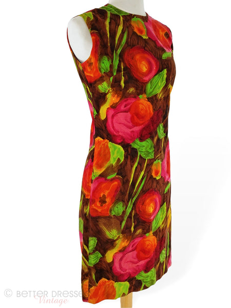 60s Floral Velvet Shift - close angle view