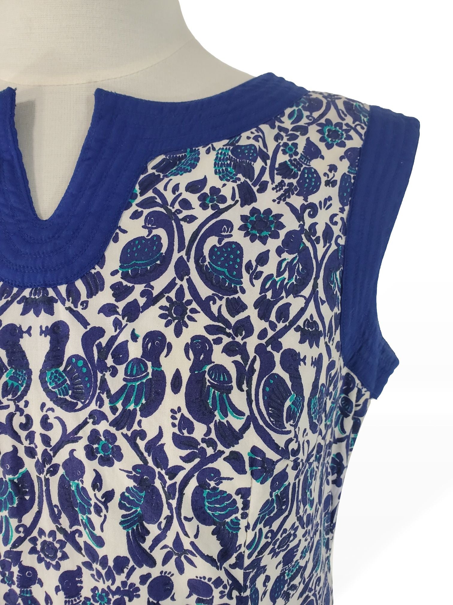 60s Cotton Shift Dress in Blue Batik Print - sm, med Better Dresses Vintage 60s Cotton Shift Dress in Blue Batik Print - sm, med Better Dresses Vintage