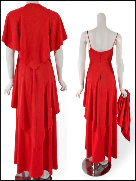 1970s disco dress 70s Disco Maxi Dress With Capelet – Better Dresses Vintage