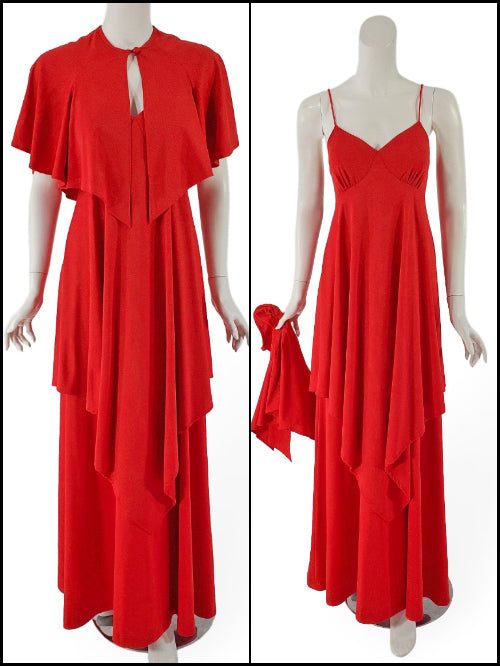 70s Disco Maxi Dress With Capelet – Better Dresses Vintage 70s Disco Maxi Dress With Capelet – Better Dresses Vintage