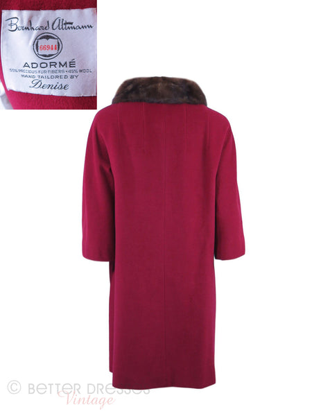 60s Red Swing Coat With Mink Collar