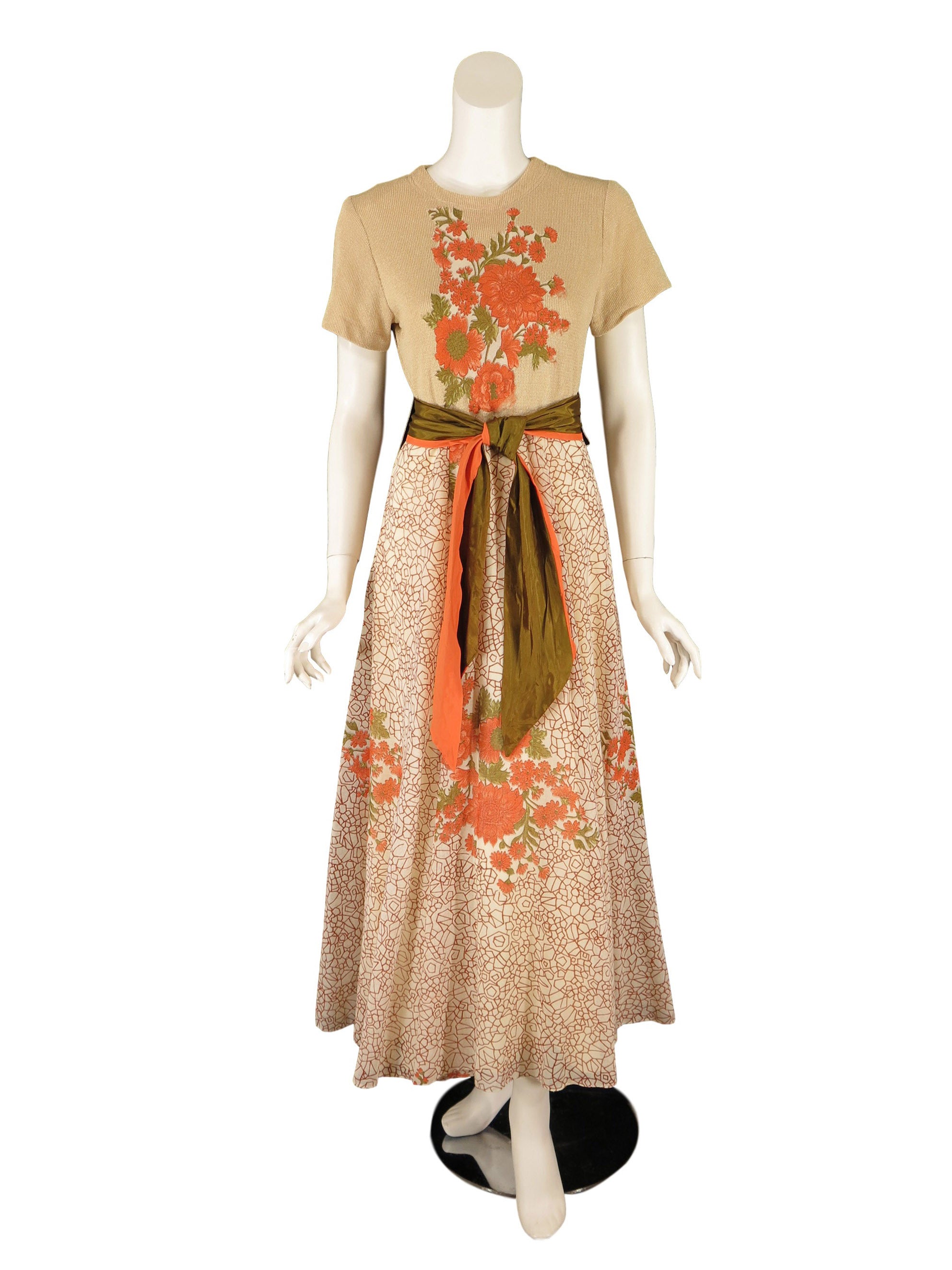 60s/70s Appliqud Maxi Dress - SM 60s/70s Appliqud Maxi Dress - SM