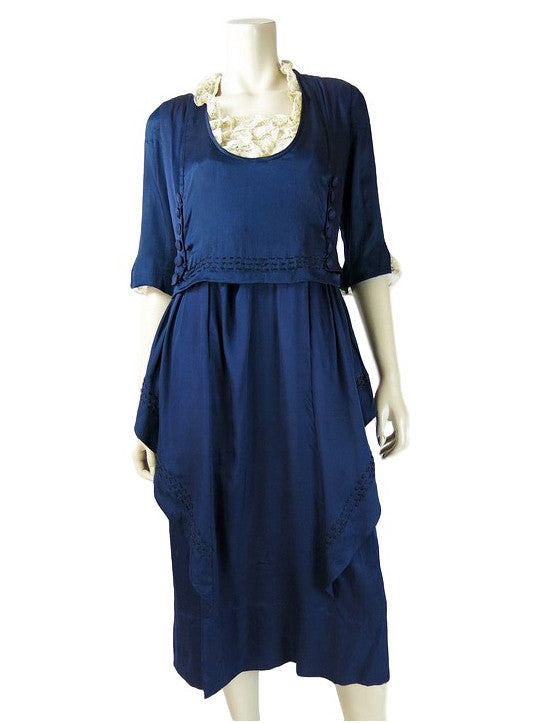 10s Edwardian Blue Silk Dress