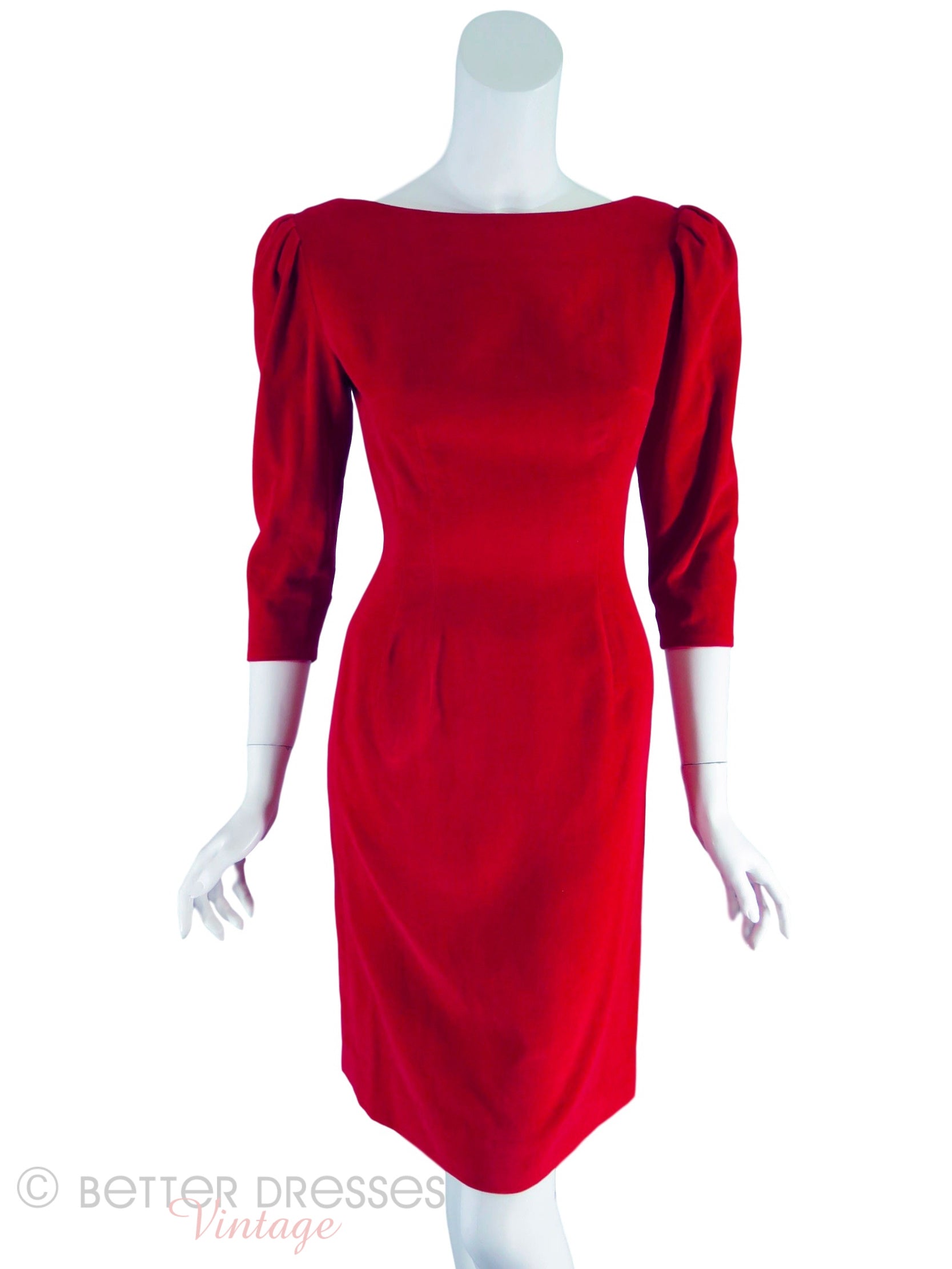 50s/60s Red Velvet Sheath Dress - xs, sm 50s/60s Red Velvet Sheath Dress - xs, sm
