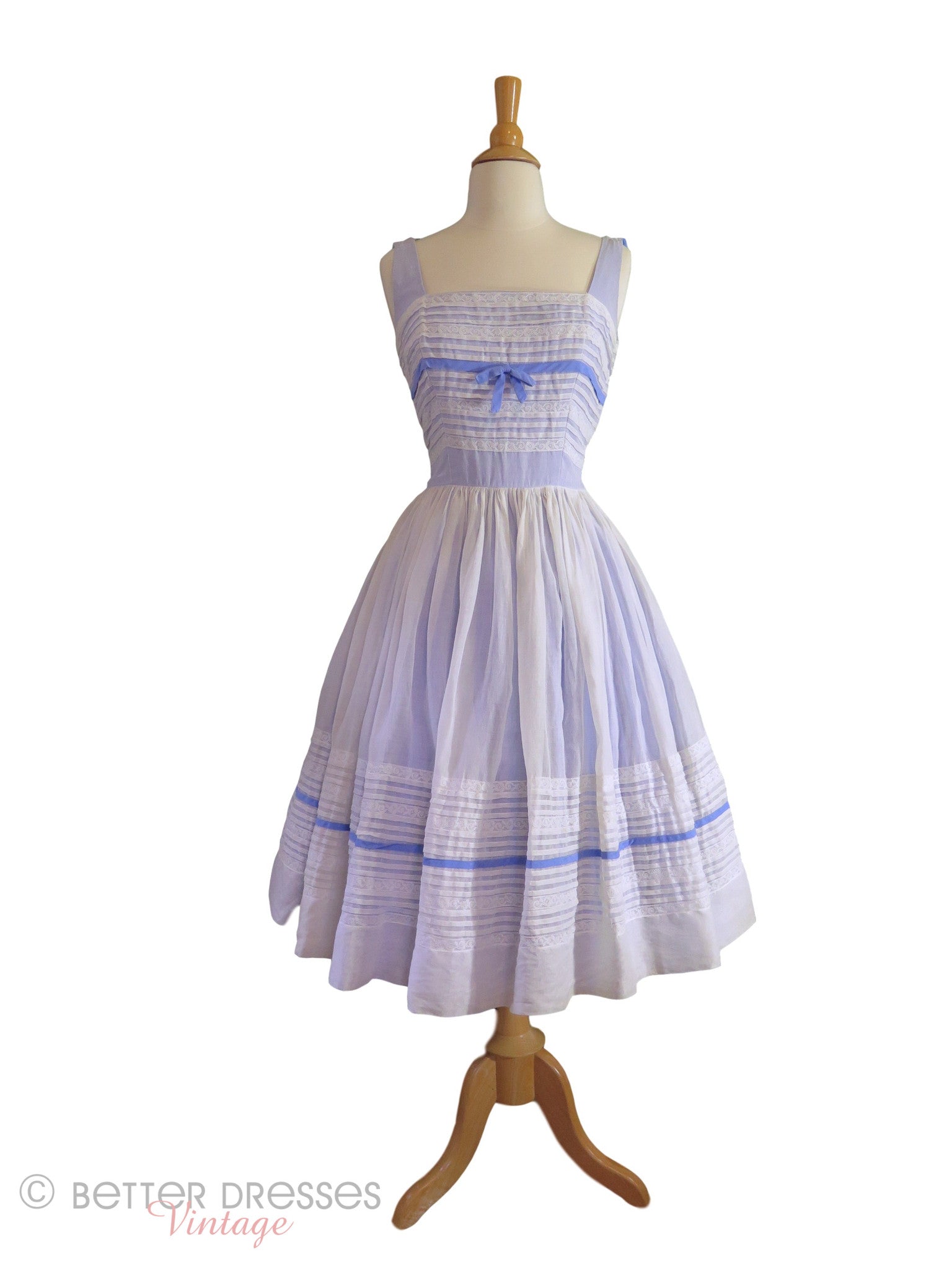 50s White Organdy Over Periwinkle Blue Party Dress Sundress - sm, med Better Dresses Vintage 50s White Organdy Over Periwinkle Blue Party Dress Sundress - sm, med Better Dresses Vintage