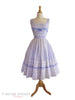 50s White Organdy on Blue Party Dress - with crinoline
