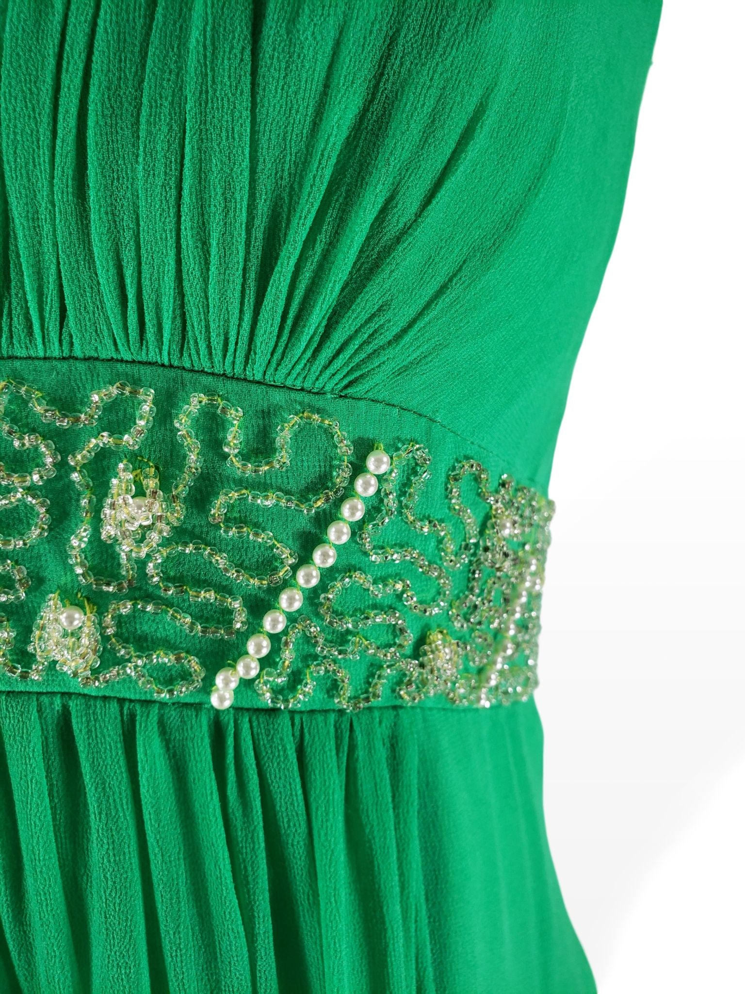 60s Chiffon Empire Waist Gown in Green Better Dresses Vintage 60s Chiffon Empire Waist Gown in Green Better Dresses Vintage