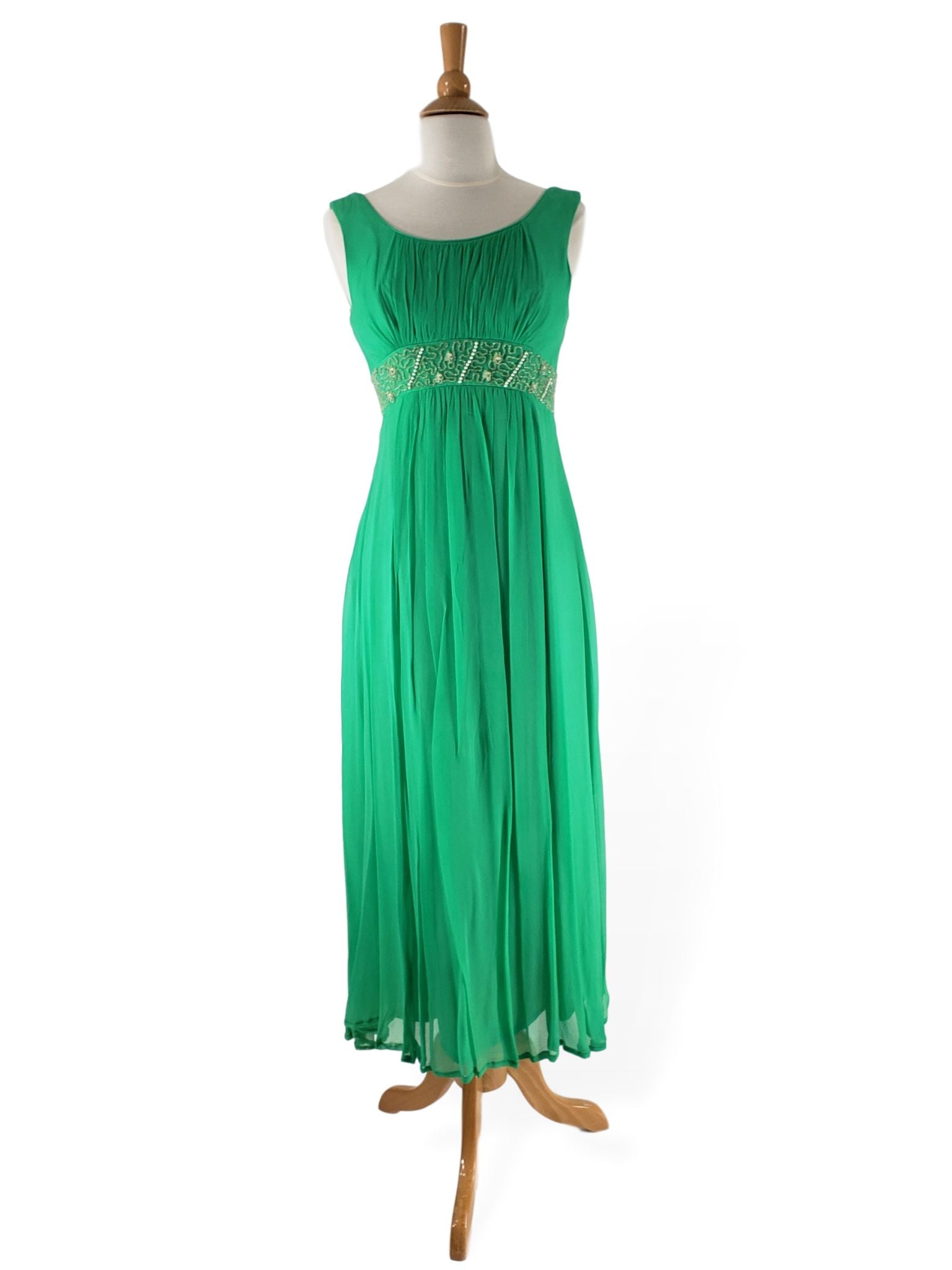 60s Chiffon Empire Waist Gown in Green Better Dresses Vintage 60s Chiffon Empire Waist Gown in Green Better Dresses Vintage