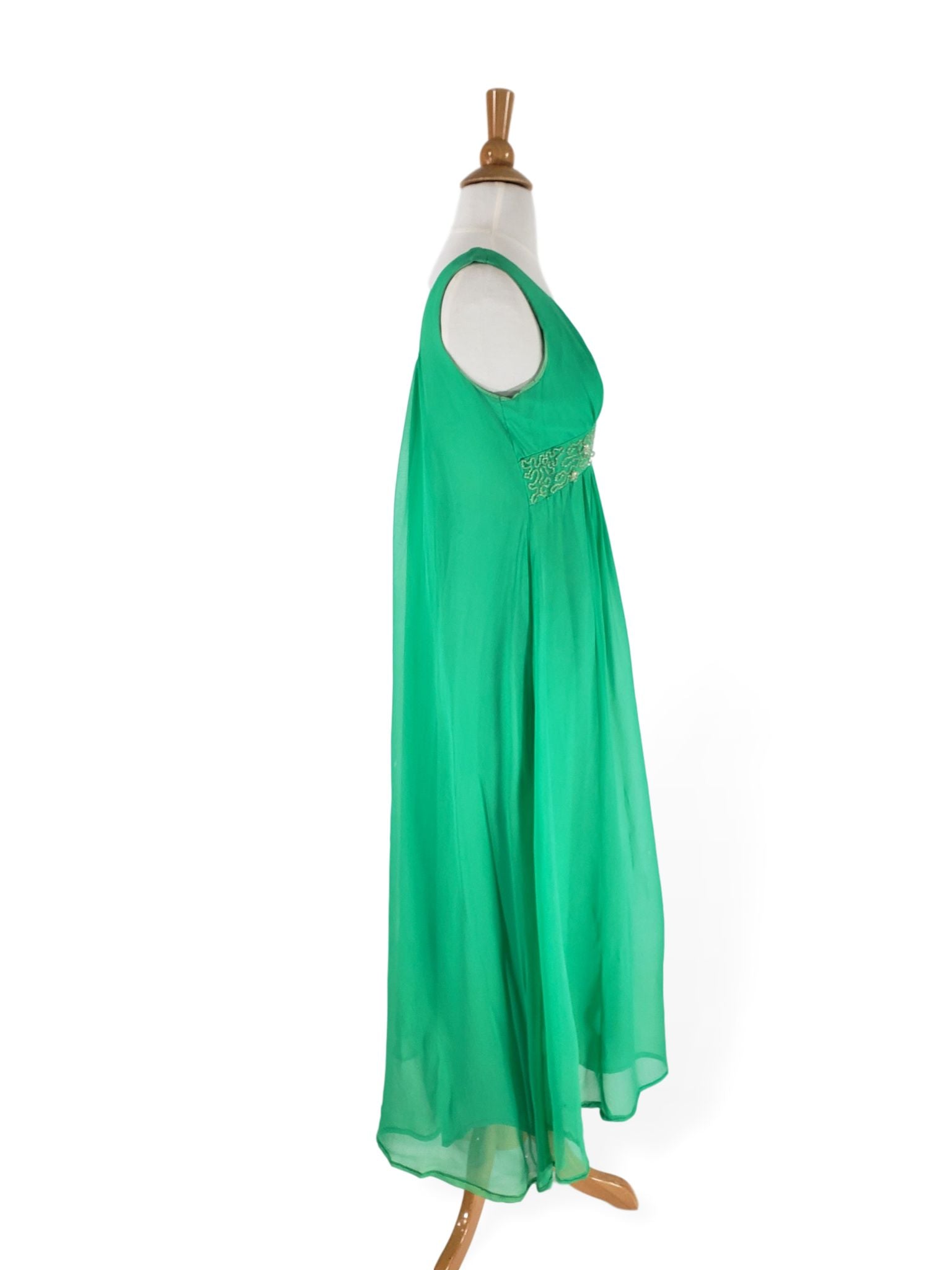 60s Chiffon Empire Waist Gown in Green Better Dresses Vintage 60s Chiffon Empire Waist Gown in Green Better Dresses Vintage