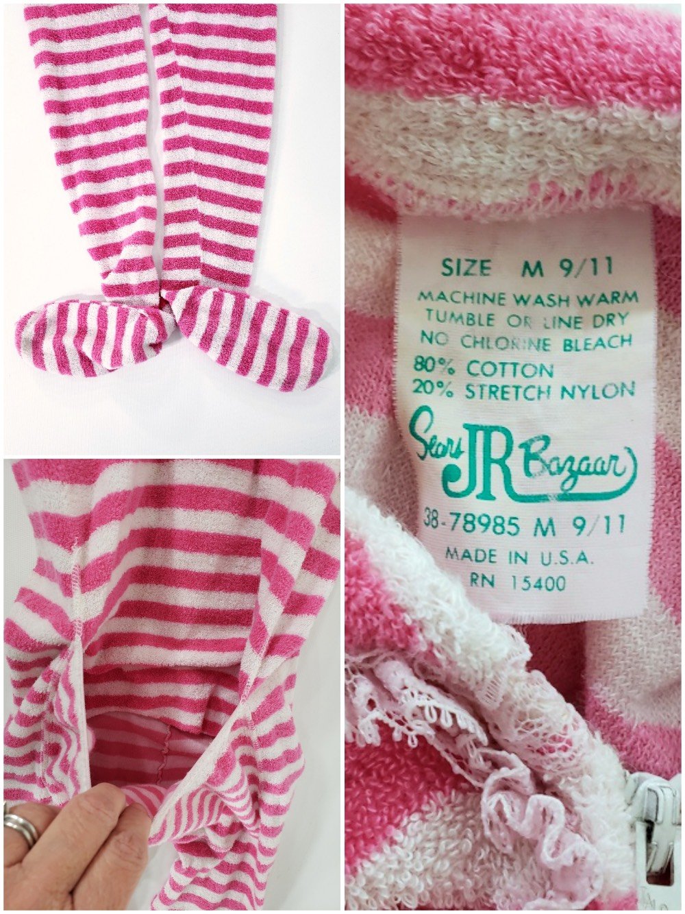 60s 70s Stretch Terry Footie Pajamas Better Dresses Vintage