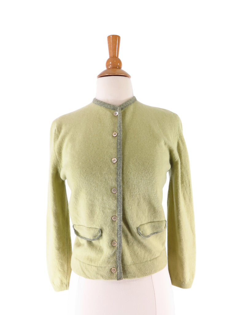50s/60s Green Wool + Angora Cardigan - front