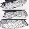 40s/50s Navy New Look Cartwheel Hat - netting hanging