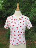 60s Short Sleeve Strawberries Blouse