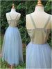 40s Light Blue Ball Gown and Shrug - back of dress