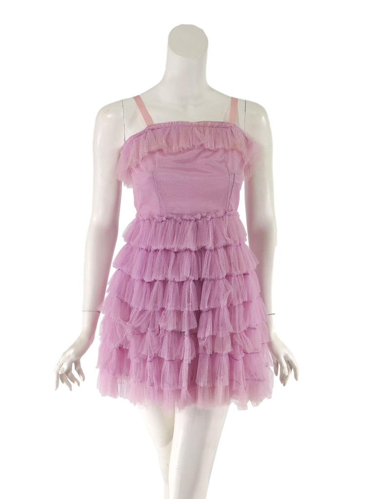 50s Party Dress in Mauve Silk Tulle